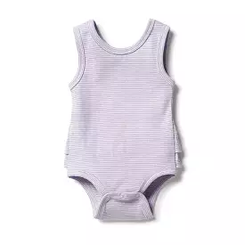 Organic Stripe Ruffle Bodysuit - Lavender - Size 0-3mth by Last Size Wilson & Frenchy