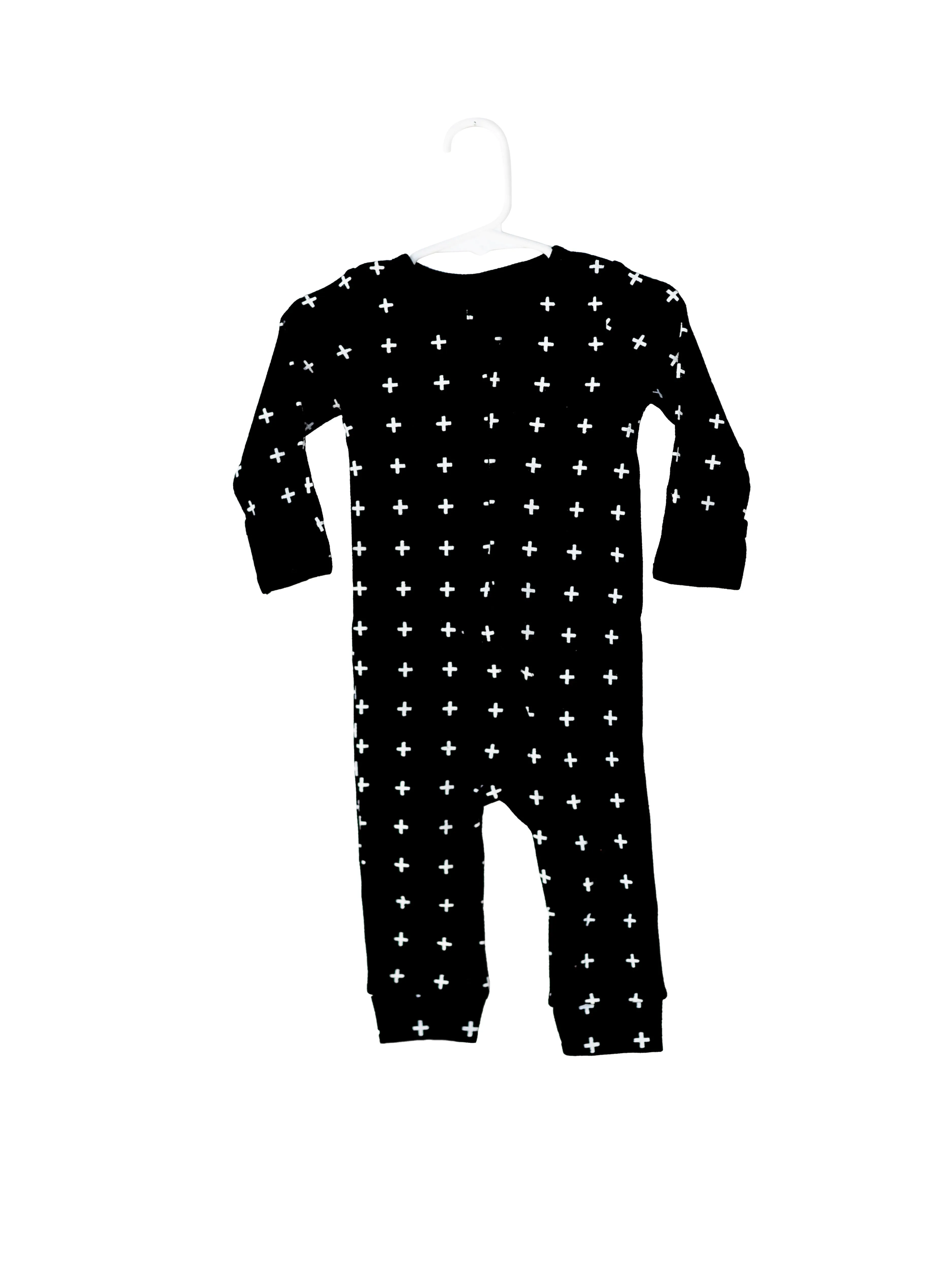 Organic Thermal Zip Coverall -  WHITE ON BLACK SWISS CROSS