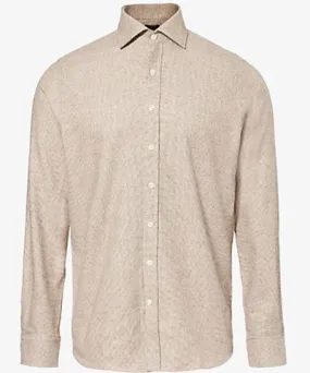 Oscar Jacobson Men's Hush Beige Slim-Fit Cotton Shirt