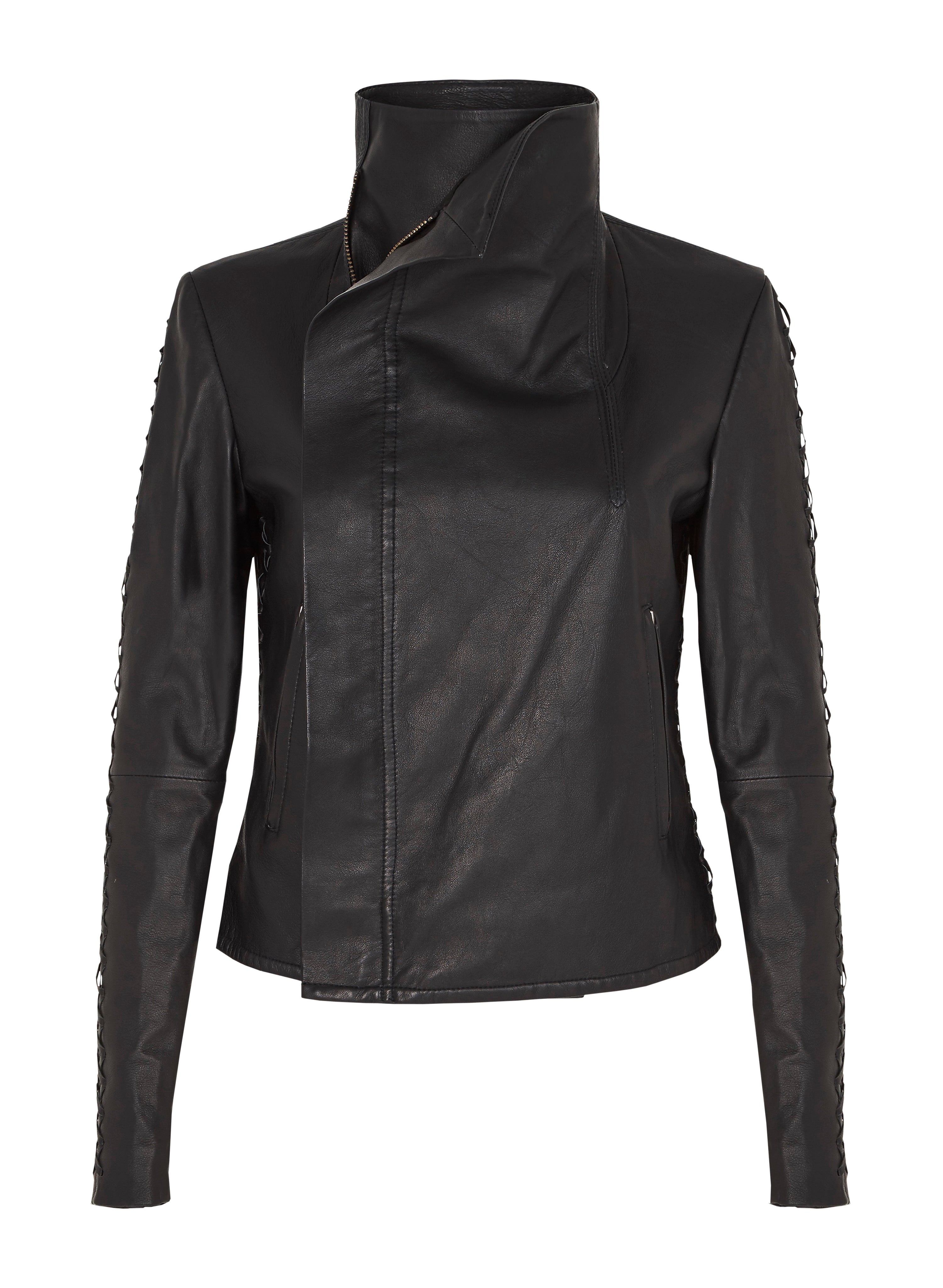 Paddington Black Leather Drape Jacket