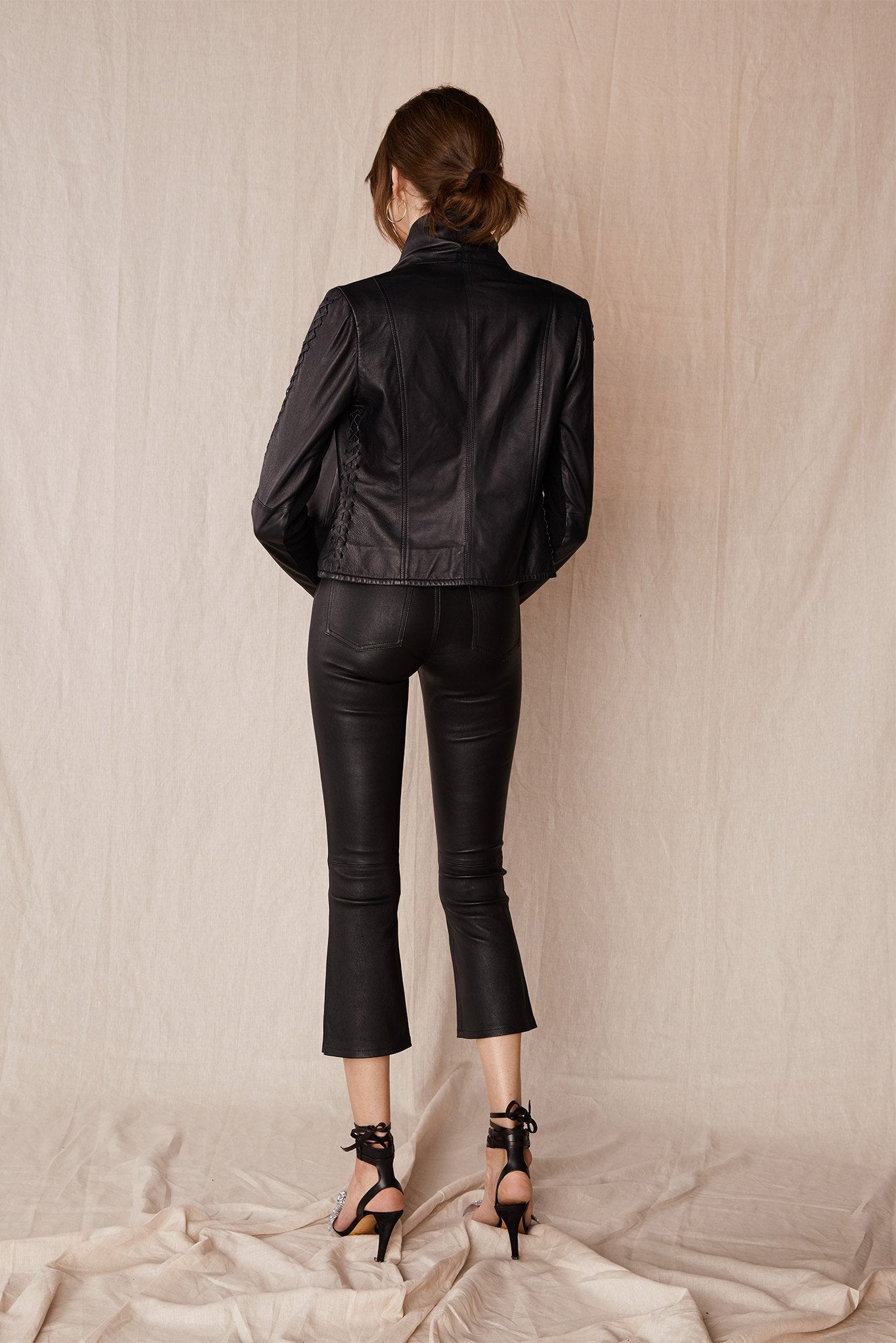 Paddington Black Leather Drape Jacket