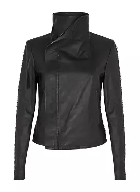 Paddington Black Leather Drape Jacket