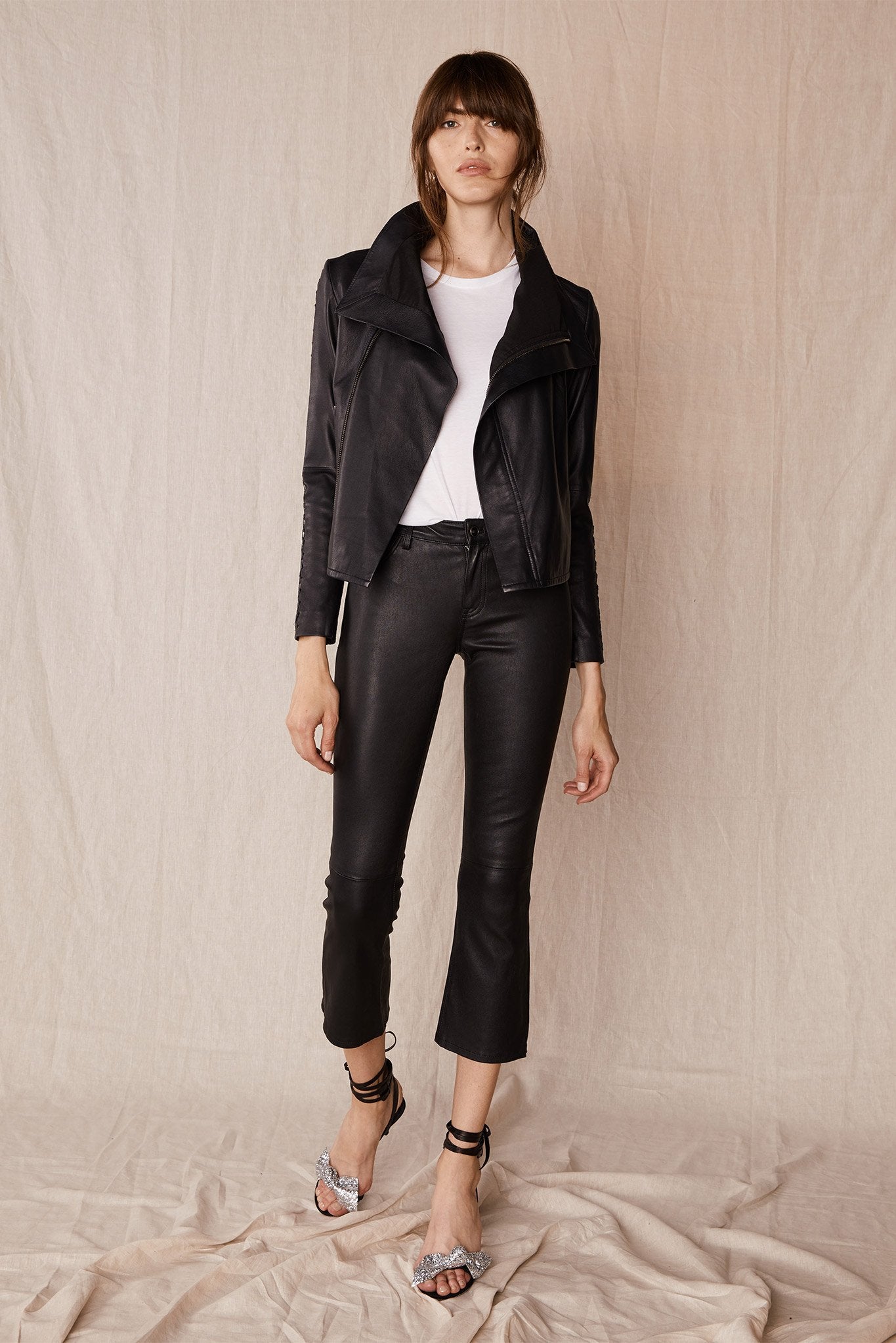 Paddington Black Leather Drape Jacket