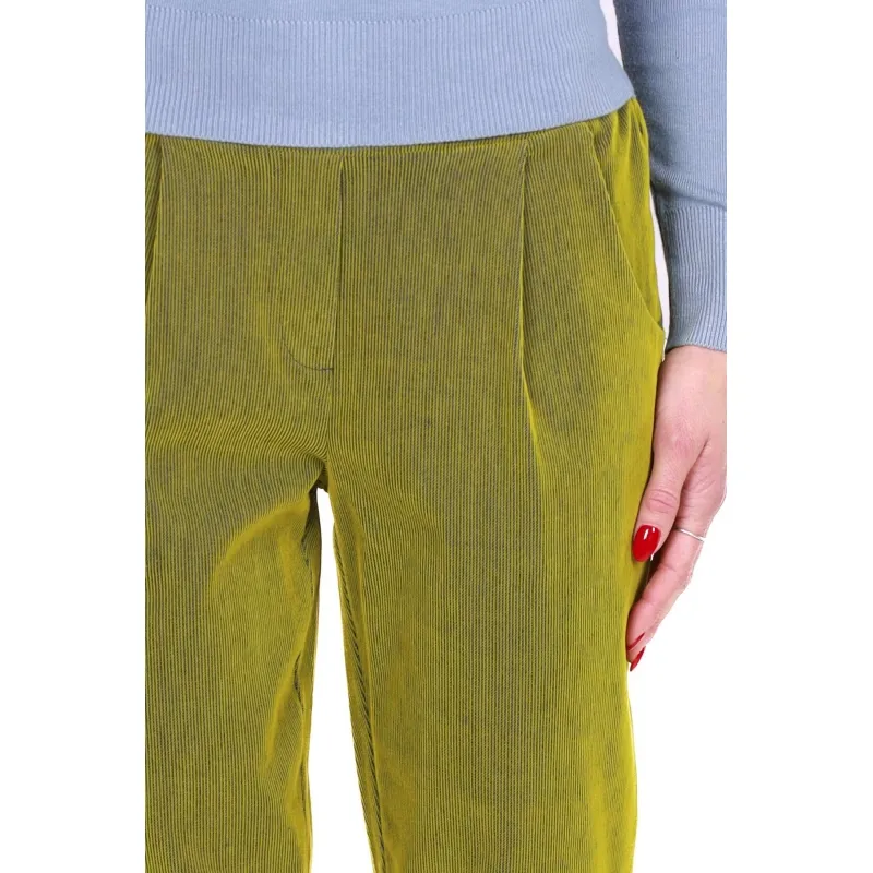 Green Ribbed Corduroy Baggy Pants