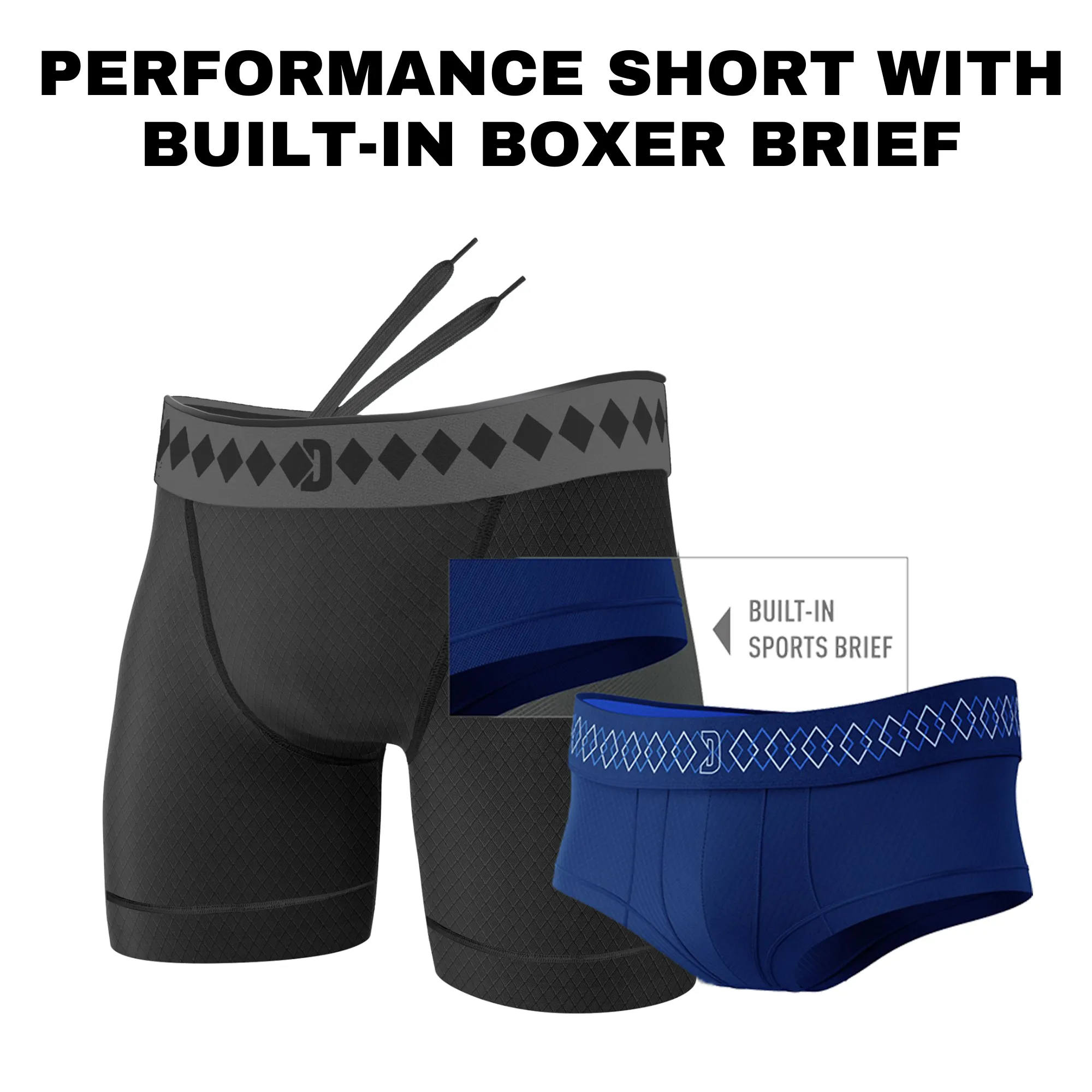 3 Pack Performance Shorts With Built-In Brief