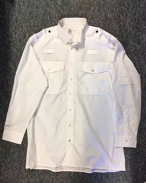 Pilot Shirt Men's Long Sleeve White Shirt Epaulette Loops - Used Grade A - For Sale