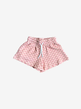 Pink Lemonade Check Sweatshort - Plus Size