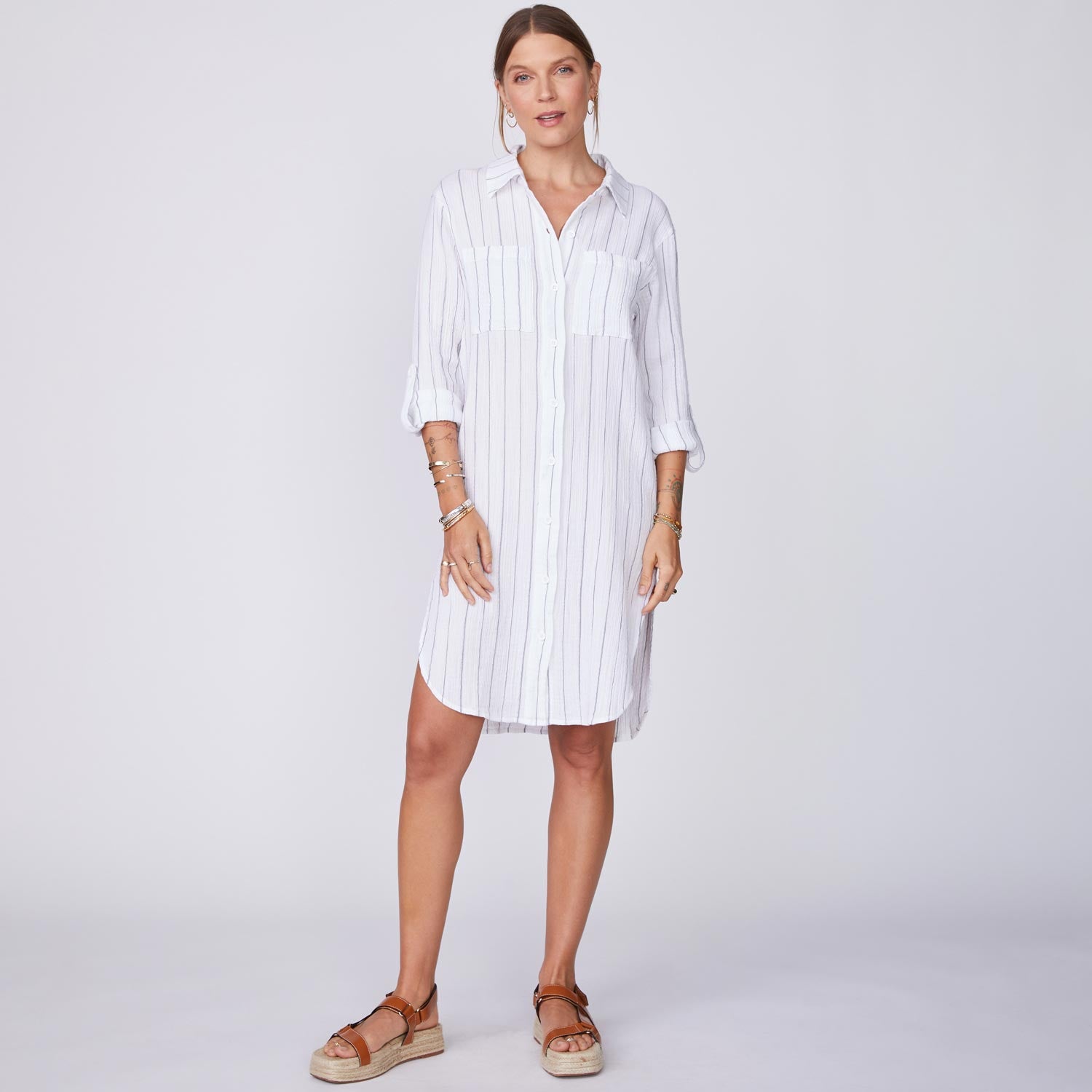 Pinstripe Gauze Dress