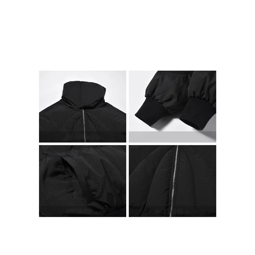 Pleated Puffer Jacket with High Collar