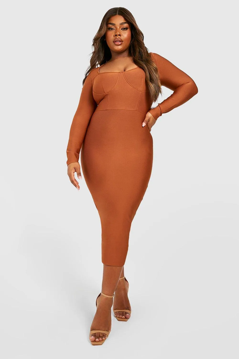 Plus-size Bandage Corset Midi Dress