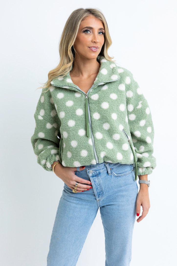 Polka Dot Fleece Coat