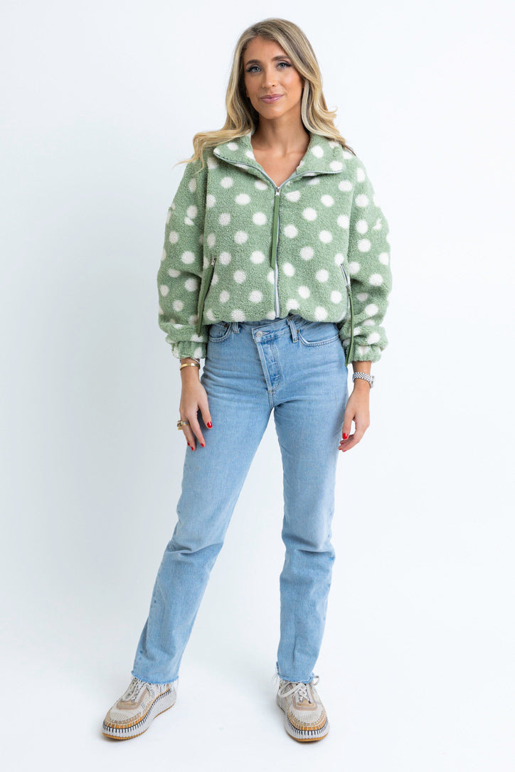 Polka Dot Fleece Coat