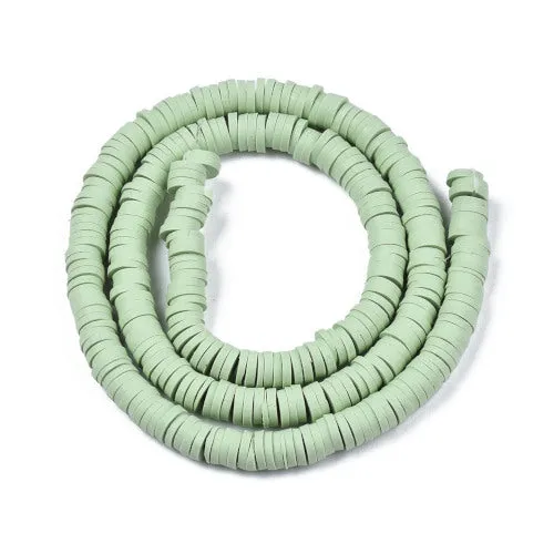 Polymer Clay Beads, Katsuki, Heishi Beads, Round, Sea Green, 6mm - Buy now!