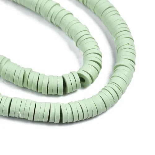 Polymer Clay Beads, Katsuki, Heishi Beads, Round, Sea Green, 6mm - Buy now!