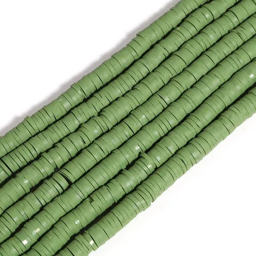 Polymer Clay Beads, Olive Green, 6mm, Fimo, Katsuki, Heishi, Flat, Round.