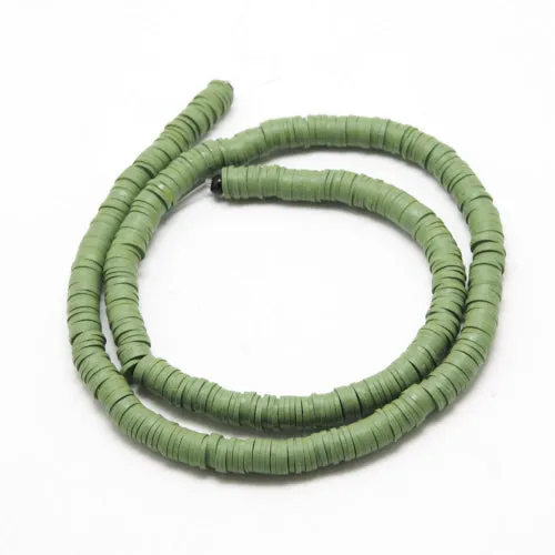 Polymer Clay Beads, Olive Green, 6mm, Fimo, Katsuki, Heishi, Flat, Round.