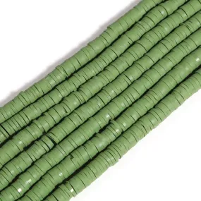 Polymer Clay Beads, Olive Green, 6mm, Fimo, Katsuki, Heishi, Flat, Round.