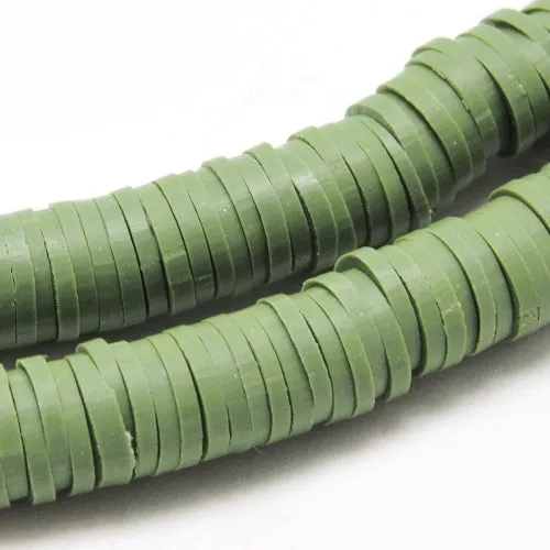 Polymer Clay Beads, Olive Green, 6mm, Fimo, Katsuki, Heishi, Flat, Round.