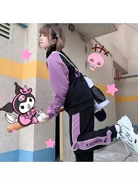 Pre-order Kuromi sportswear jacket and pants from Sanrio collaboration.