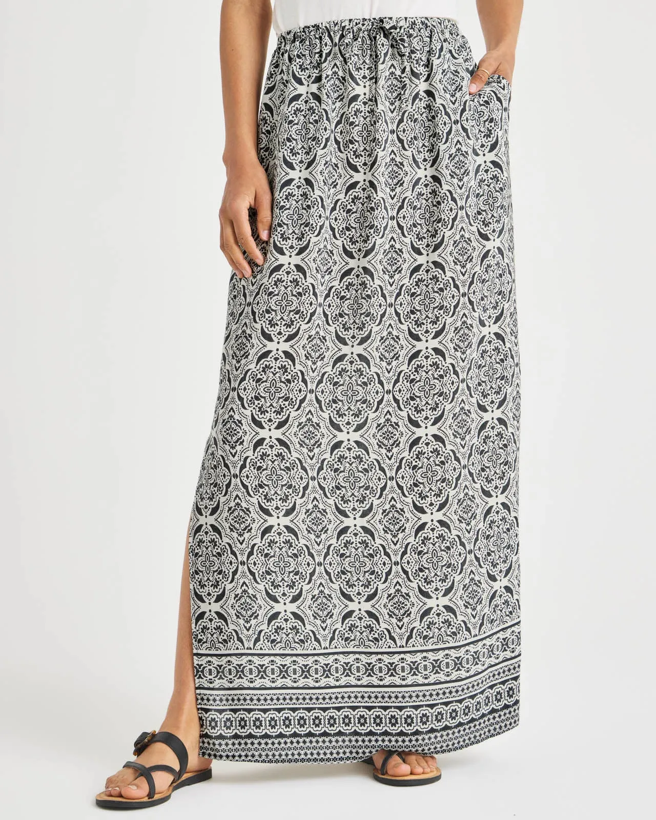 Printed Alessandra Silk Maxi Skirt Offer