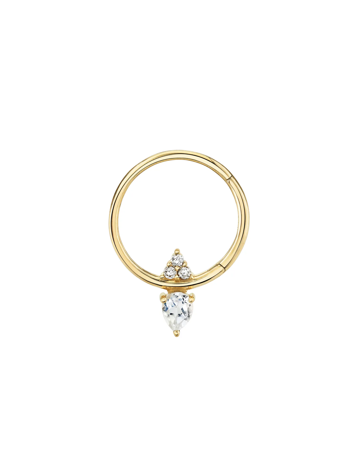 Prism Seamless Hoop White Diamond 14k Yellow Gold