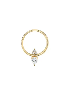 Prism Seamless Hoop White Diamond 14k Yellow Gold