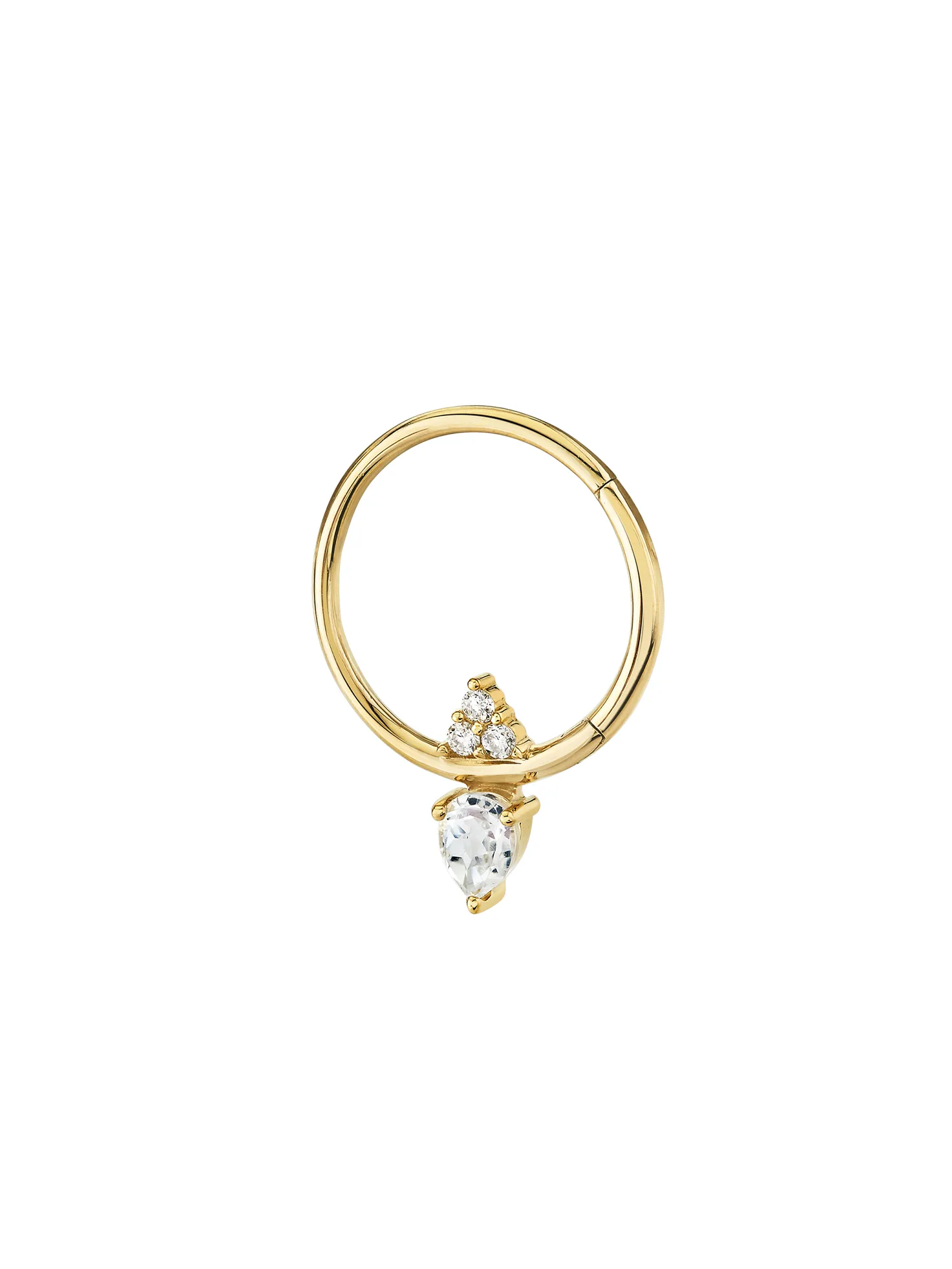 Prism Seamless Hoop White Diamond 14k Yellow Gold