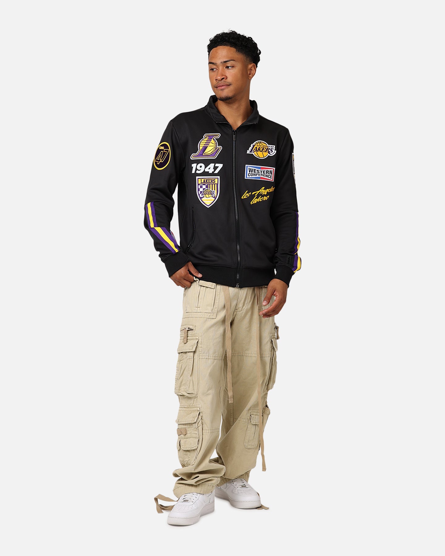 Pro Los Angeles Lakers Fast Lane Track Jacket - Black/Purple.