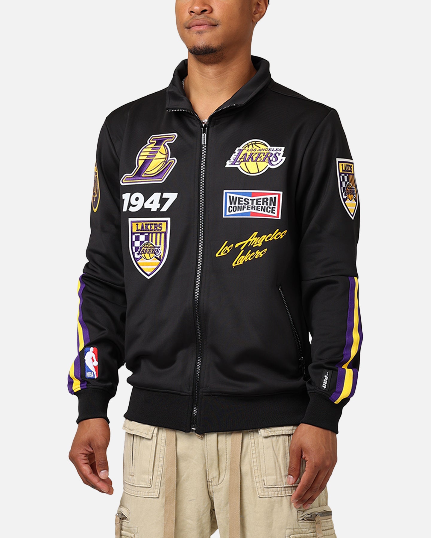 Pro Los Angeles Lakers Fast Lane Track Jacket - Black/Purple.