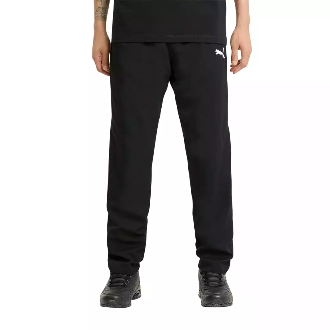 Puma black trackpants for men in an active woven style.