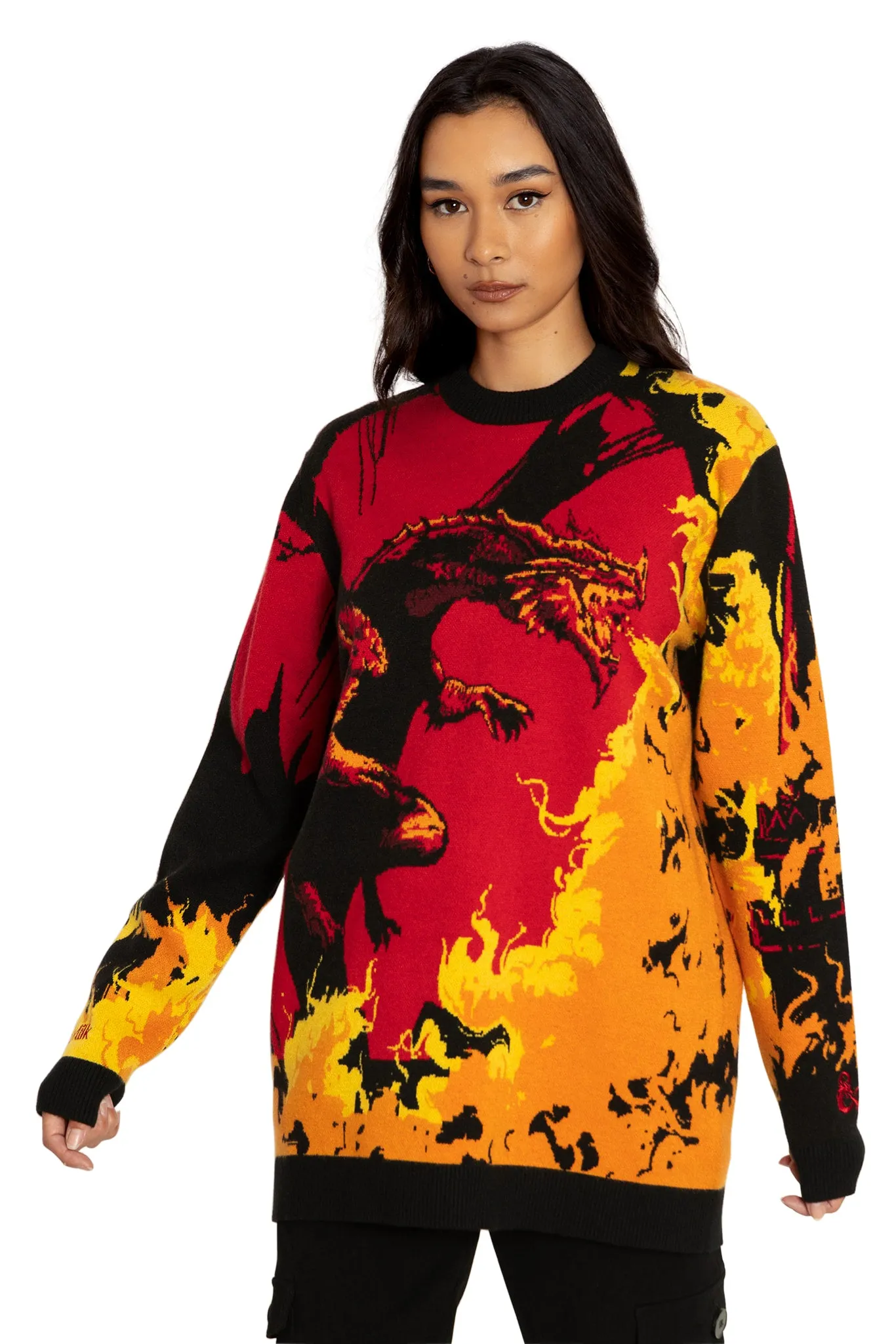 Red Dragon Knit Oversized Sweater