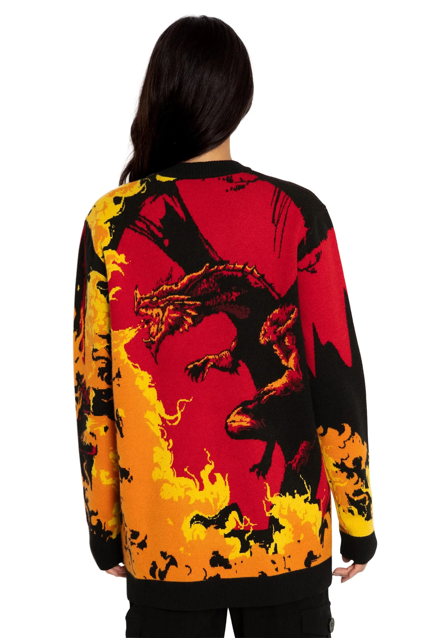 Red Dragon Knit Oversized Sweater