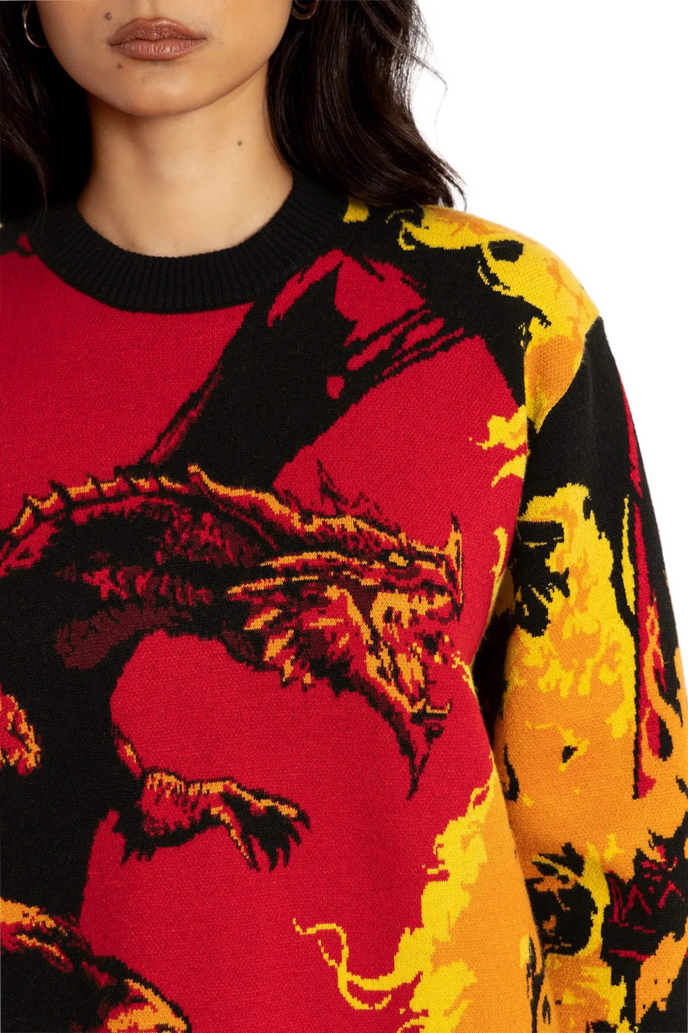 Red Dragon Knit Oversized Sweater