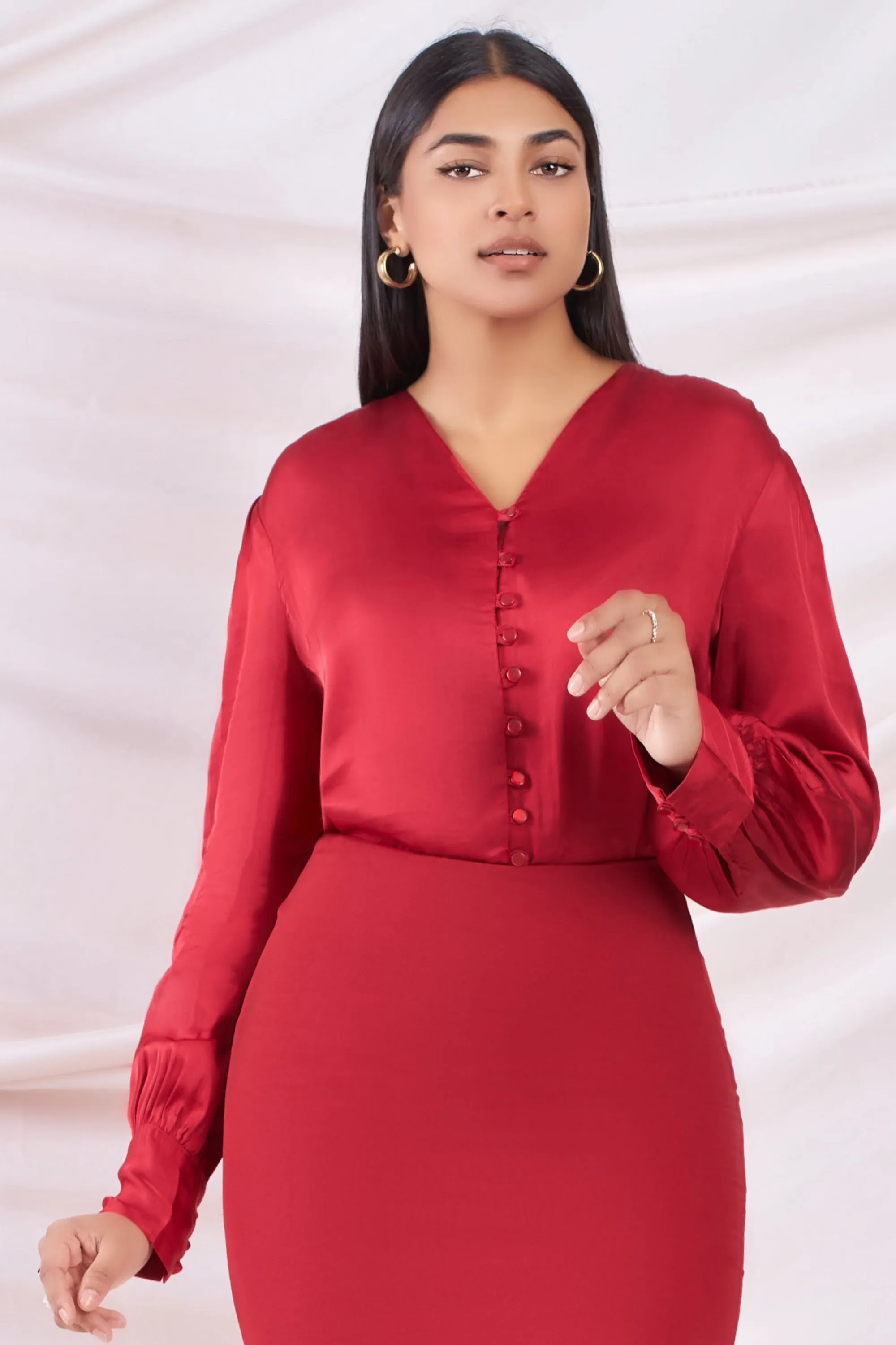 Crimson Drop Shoulder Blouse