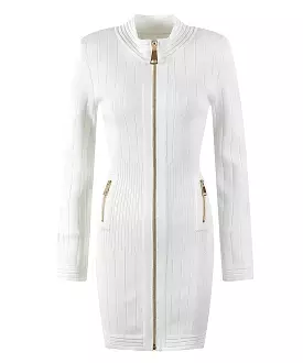 Results: White Zippered Knit Mini Dress