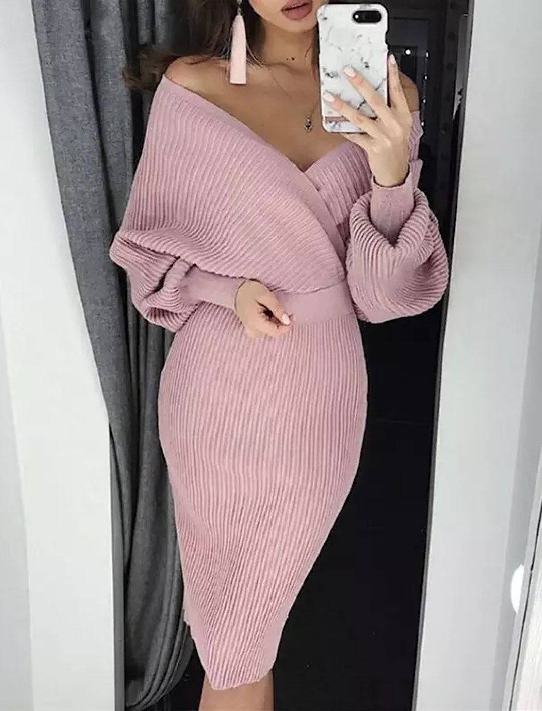 Ribbed Knit Bodycon Midi Dress