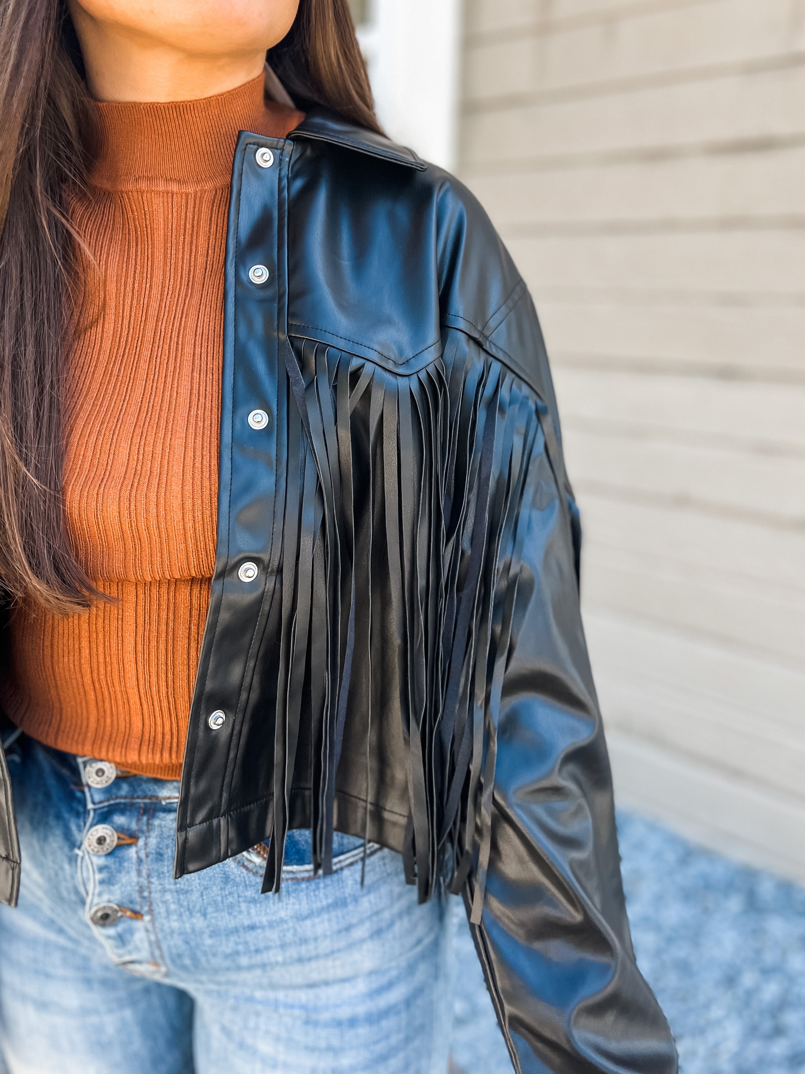 Ride Fringe Faux Leather Jacket