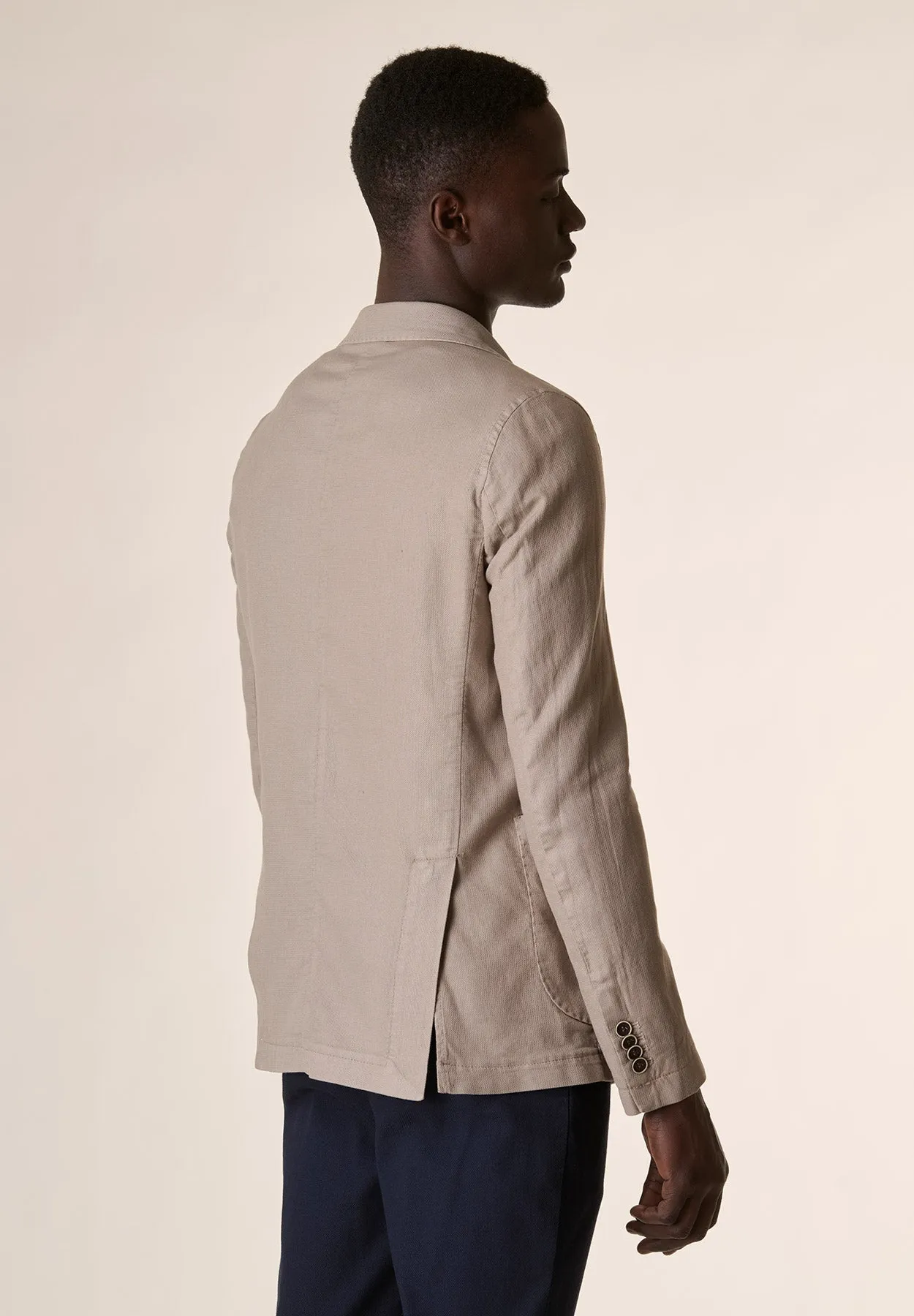 Rope cord cotton-linen custom fit jacket