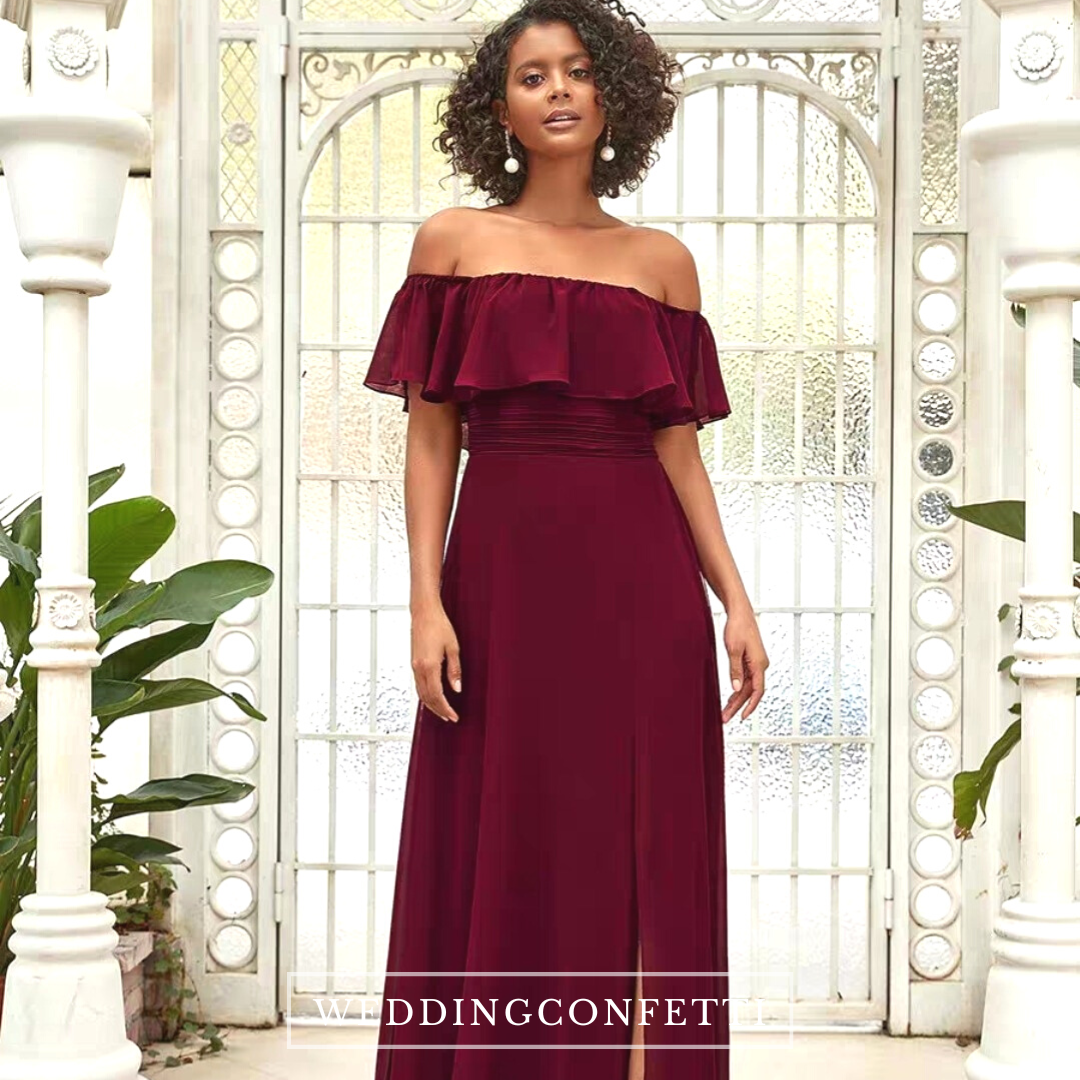 Rosemary Off Shoulder Gown - 14 Color Options