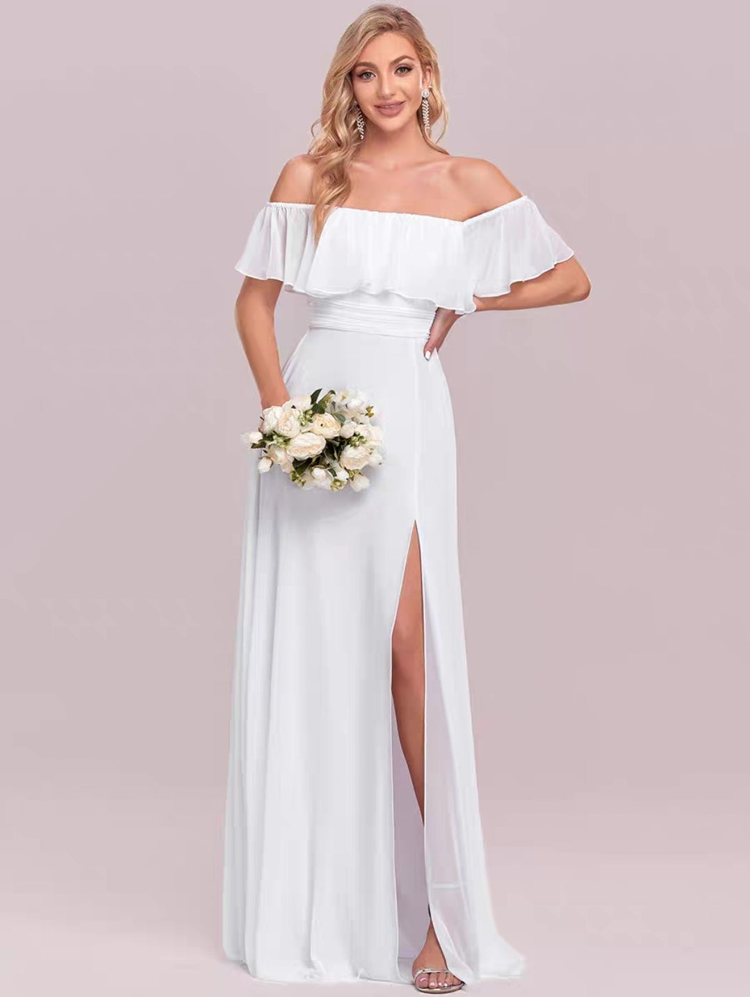 Rosemary Off Shoulder Gown - 14 Color Options