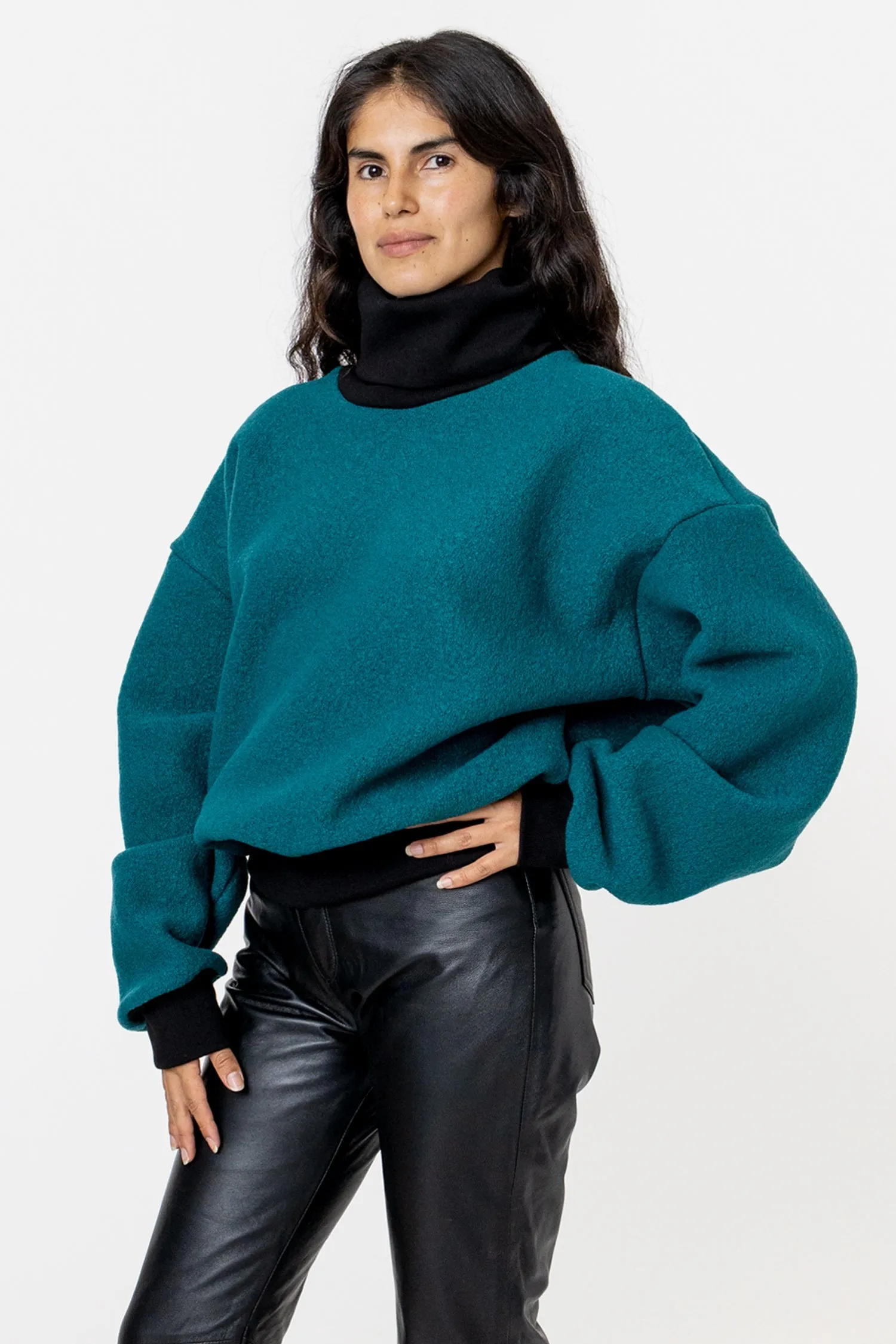 RWHR313 Wool Turtleneck Sweater Heavy Cotton Rib