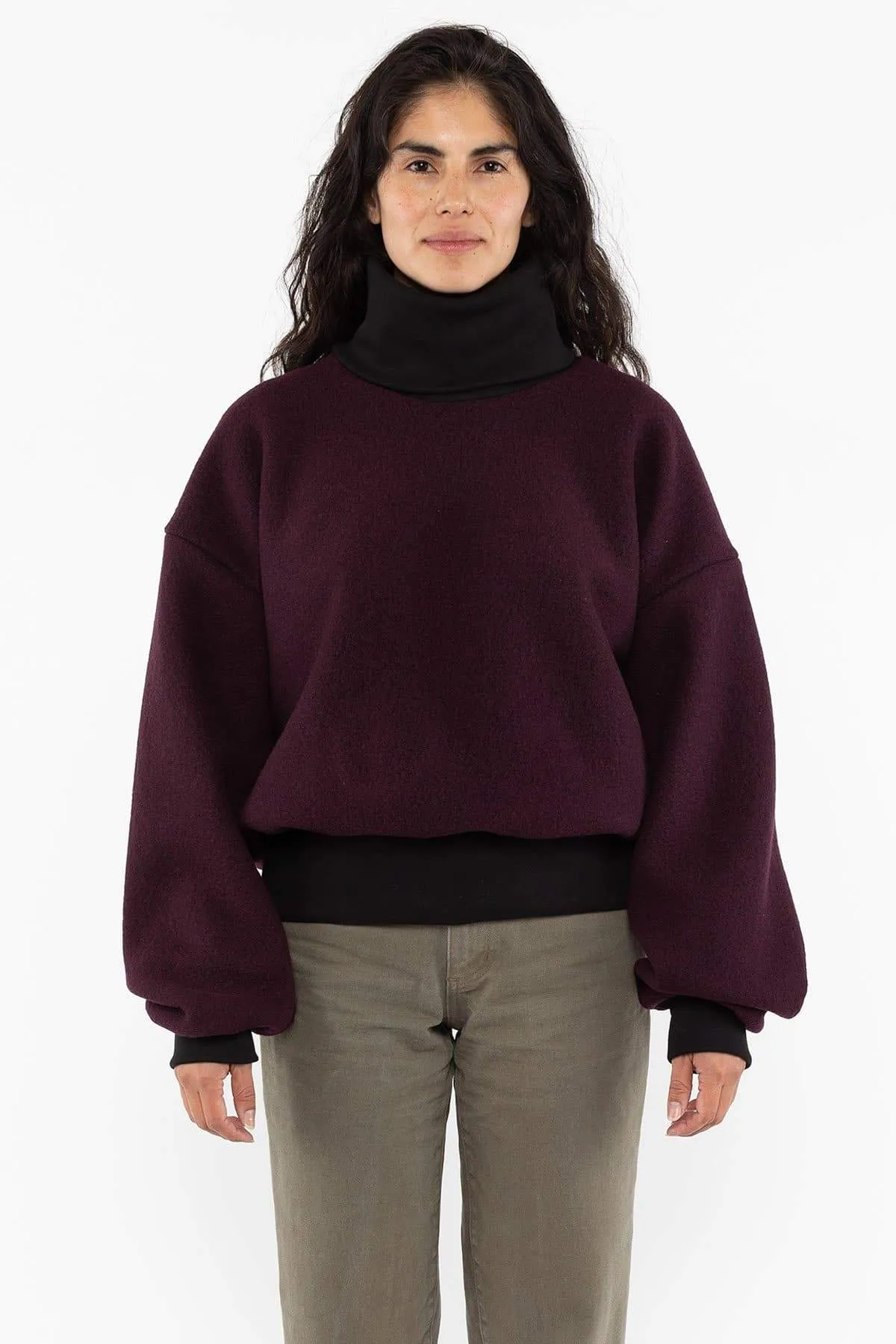 RWHR313 Wool Turtleneck Sweater Heavy Cotton Rib