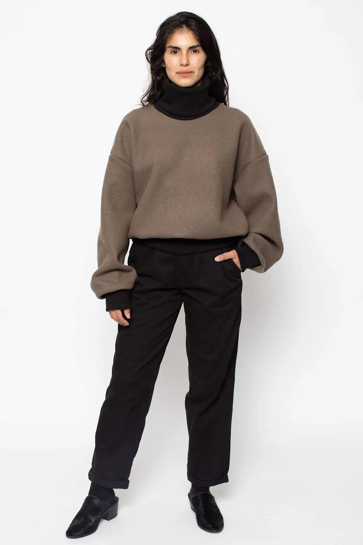 RWHR313 Wool Turtleneck Sweater Heavy Cotton Rib