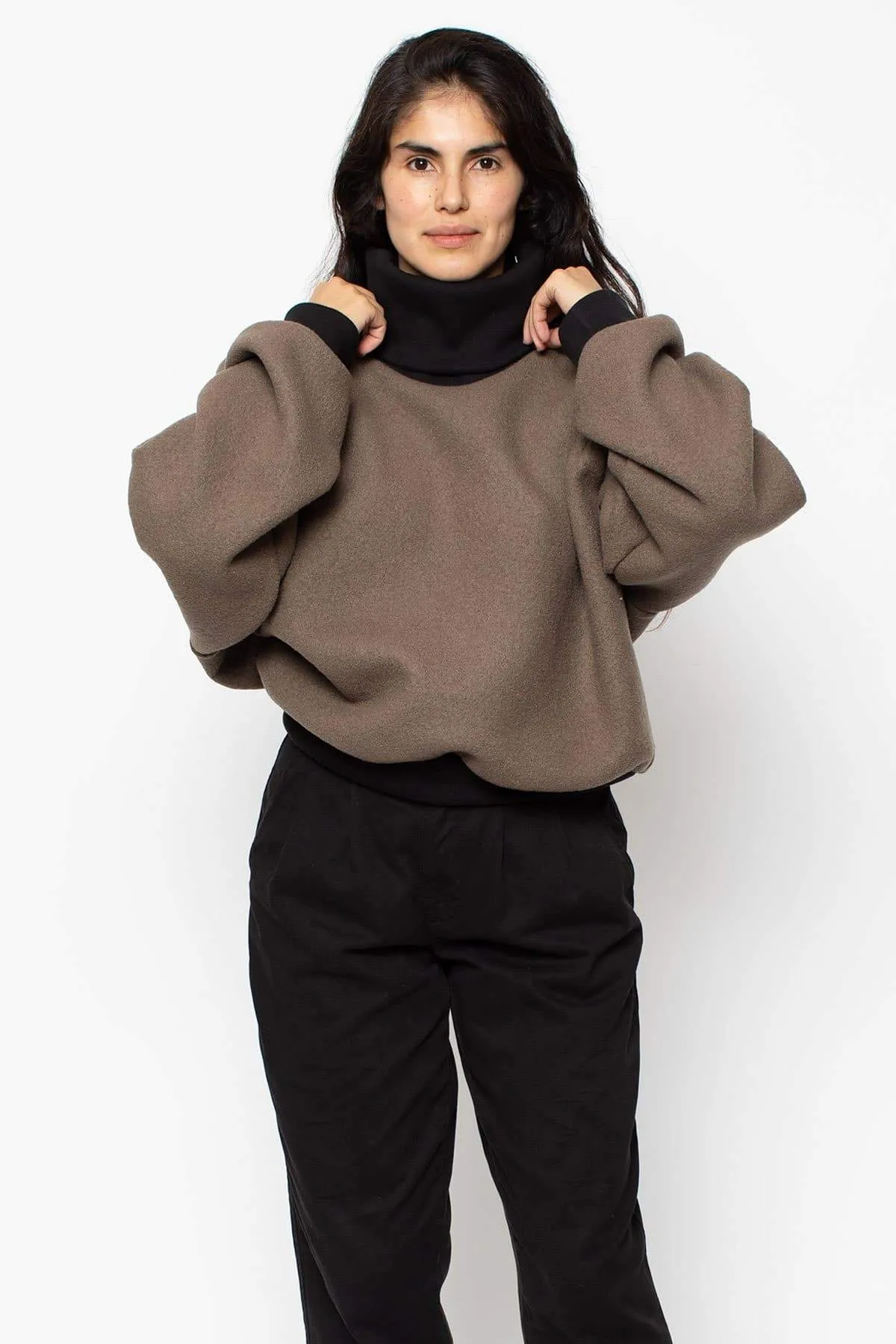 RWHR313 Wool Turtleneck Sweater Heavy Cotton Rib