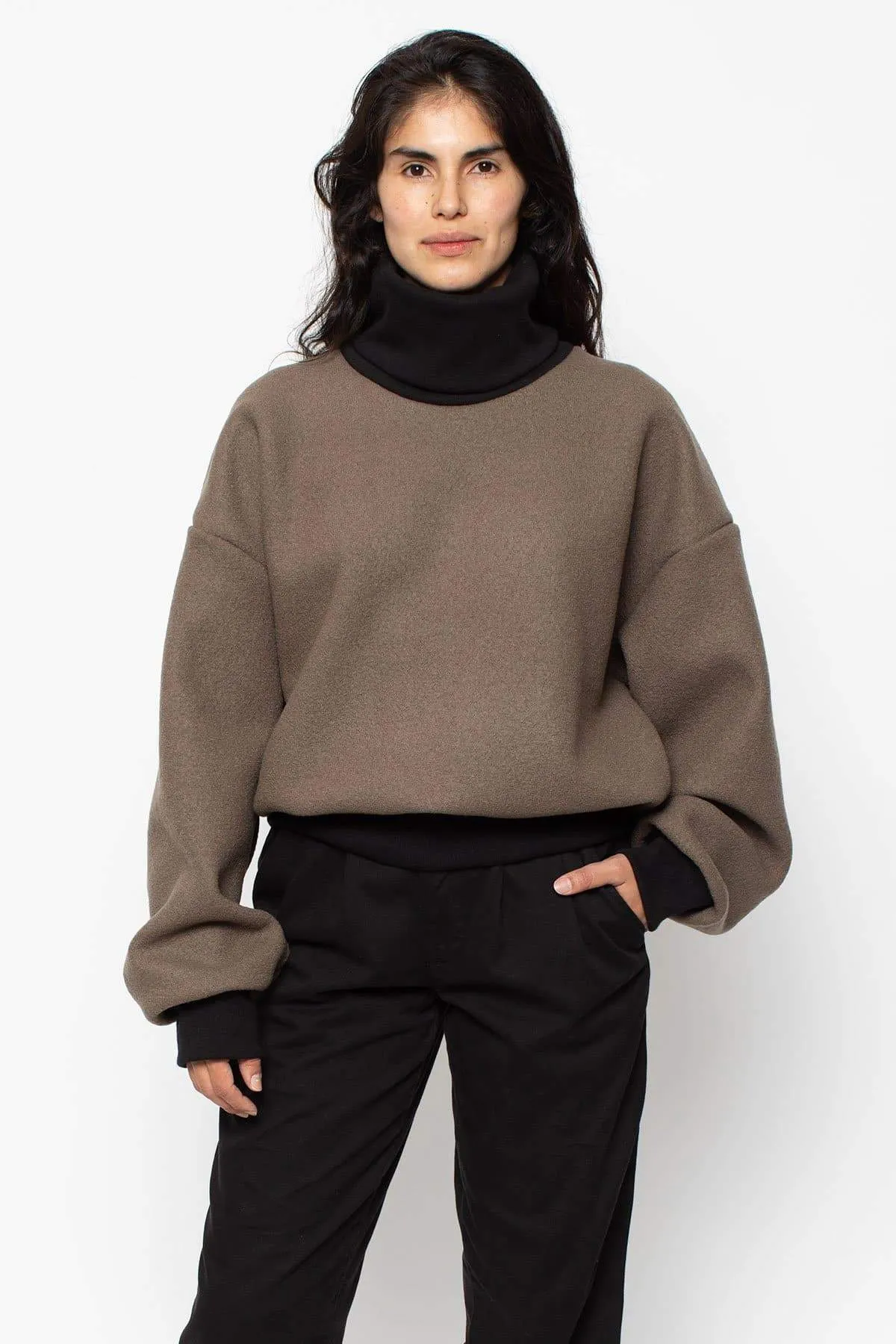 RWHR313 Wool Turtleneck Sweater Heavy Cotton Rib