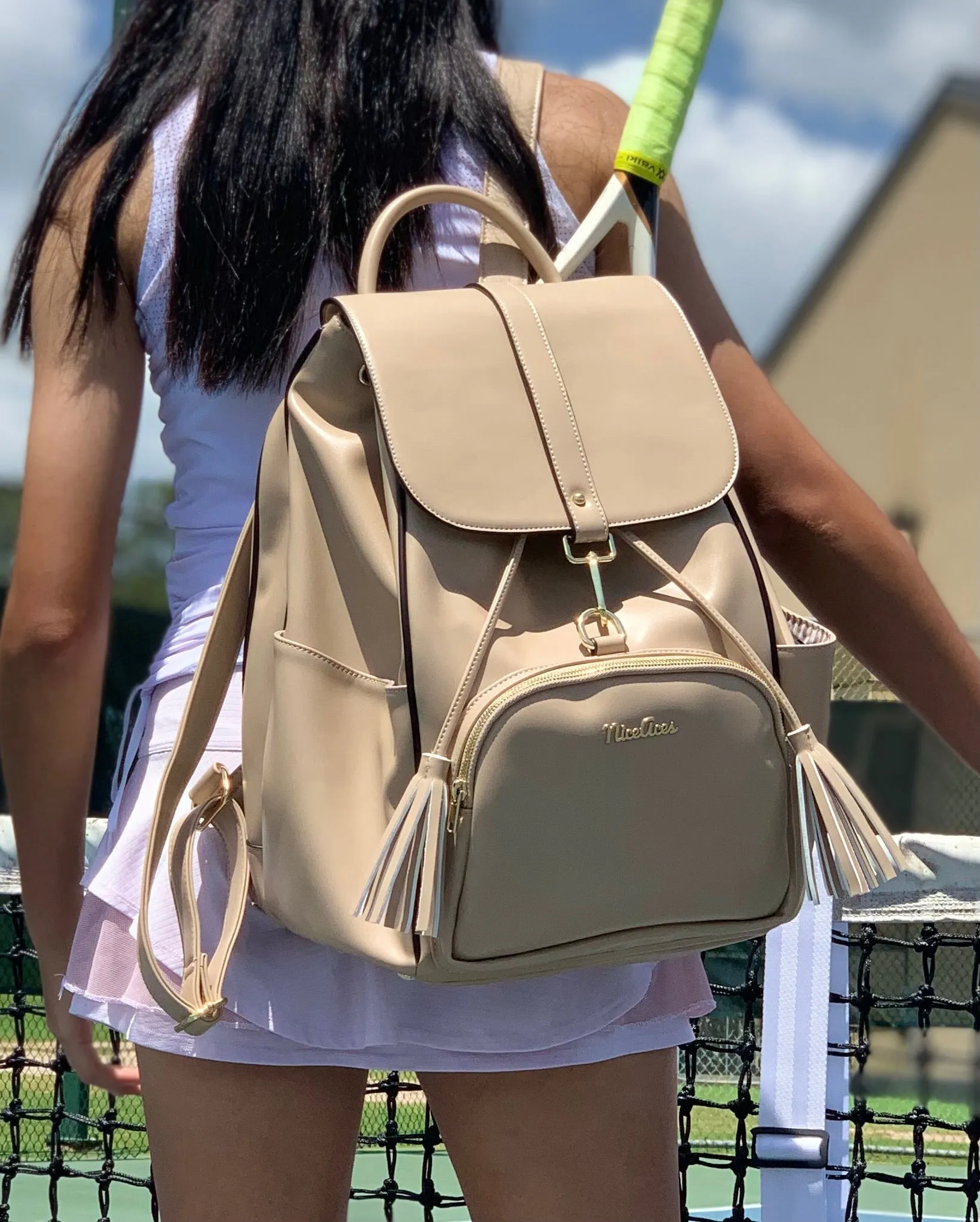 Sara Tennis Pickleball Backpack Beige