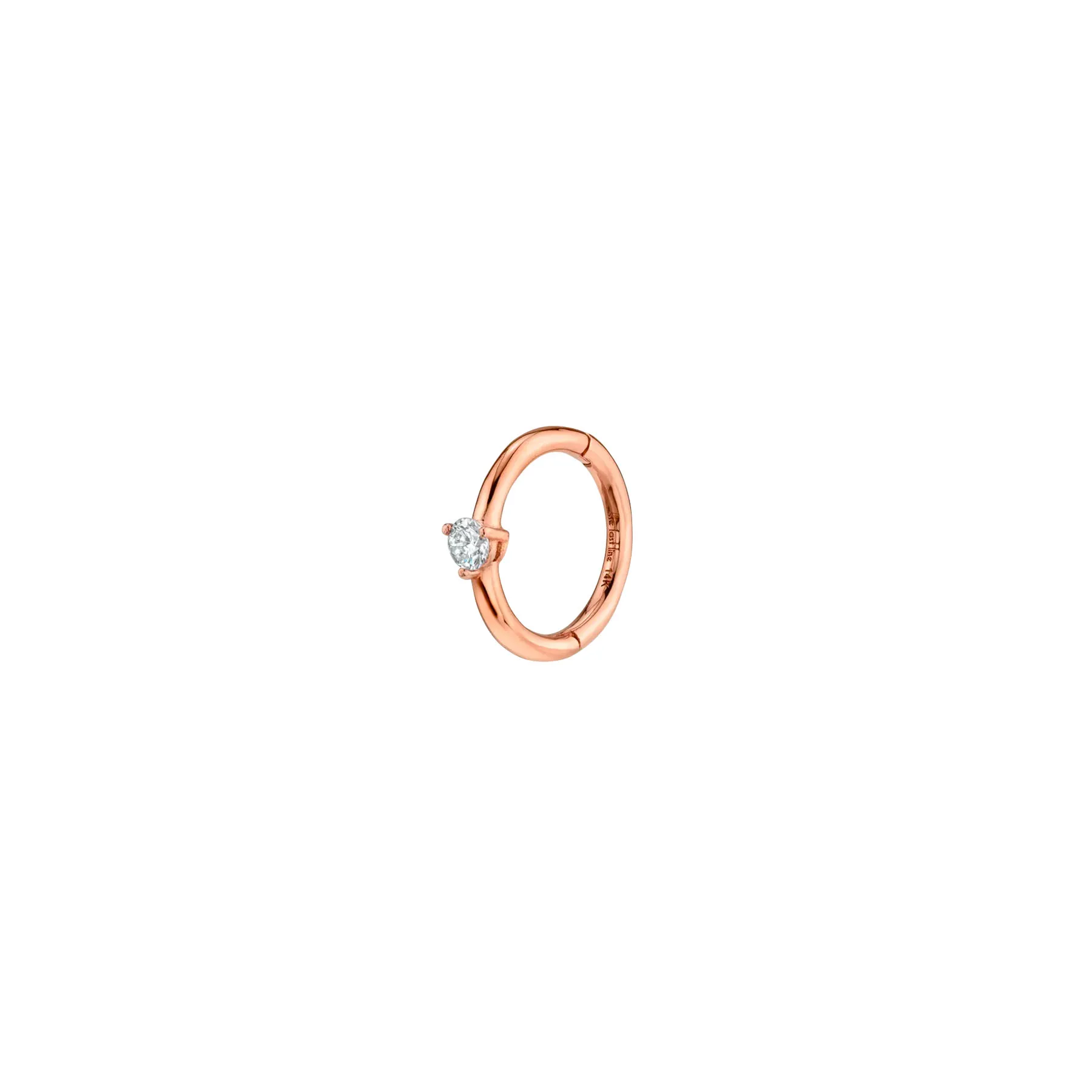 Seamless Hoop White Diamond 14k Rose Gold