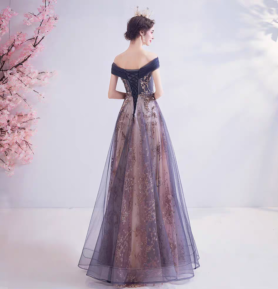 Sephera Purple Off Shoulder Gown