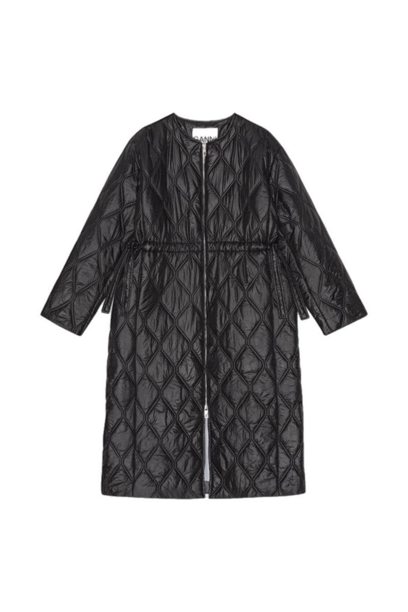 Shiny Quilted Long Coat F8383