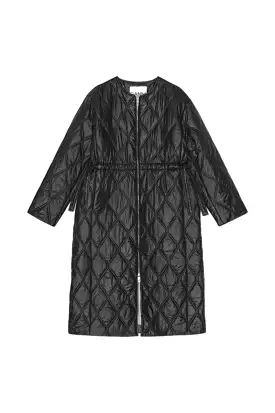 Shiny Quilted Long Coat F8383